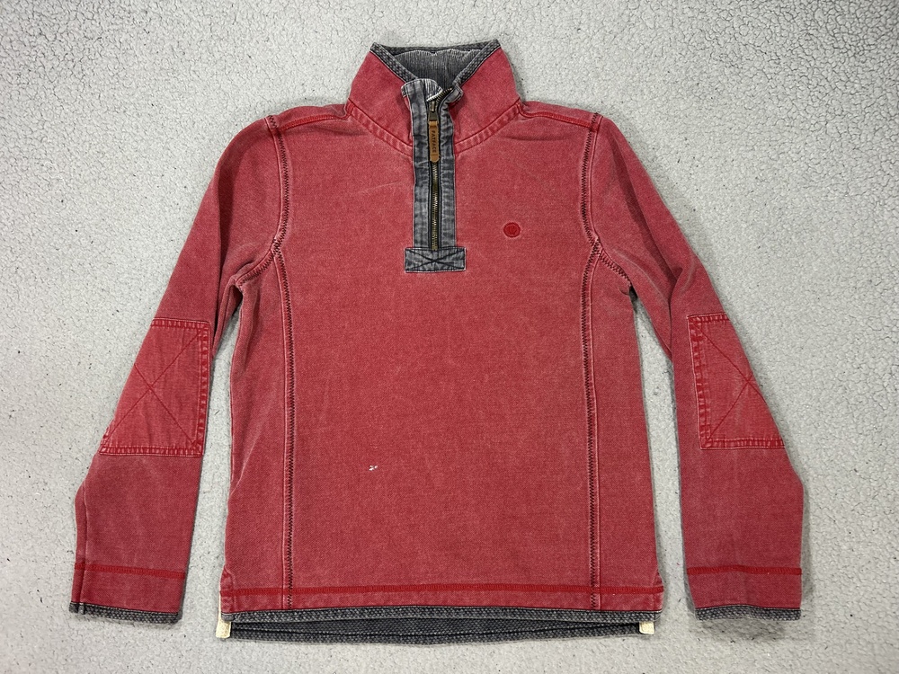 Fat Face Airlie Sweatshirt Womens XS Red 1/4 Zip Mock Neck Cotton Pullover